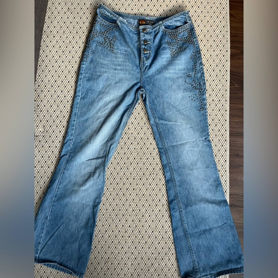 Vintage Route 66 Low Rise Embellished Jeans