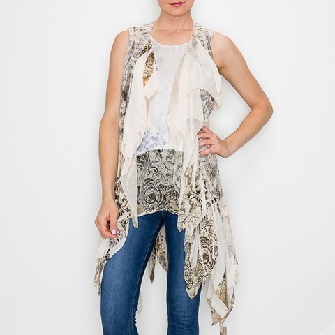 NEW ORIGAMI CHIFFON BOHEMAIN VEST WRAP KIMONO DUSTER western cowgirl (SM-4X) 1X