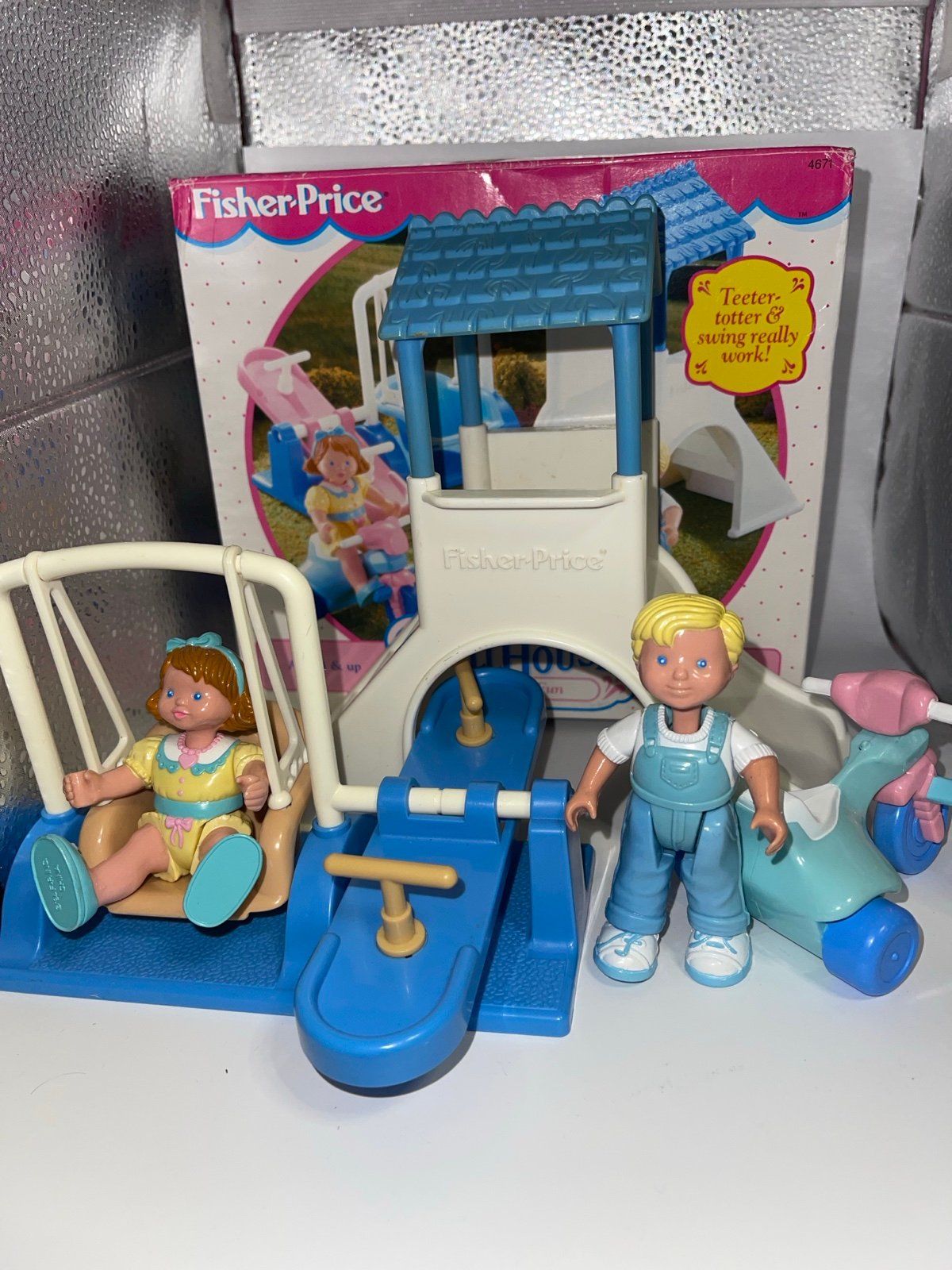Dream Dollhouse backyard fun set bike swing teeter CHILDRENS slide W BOX!