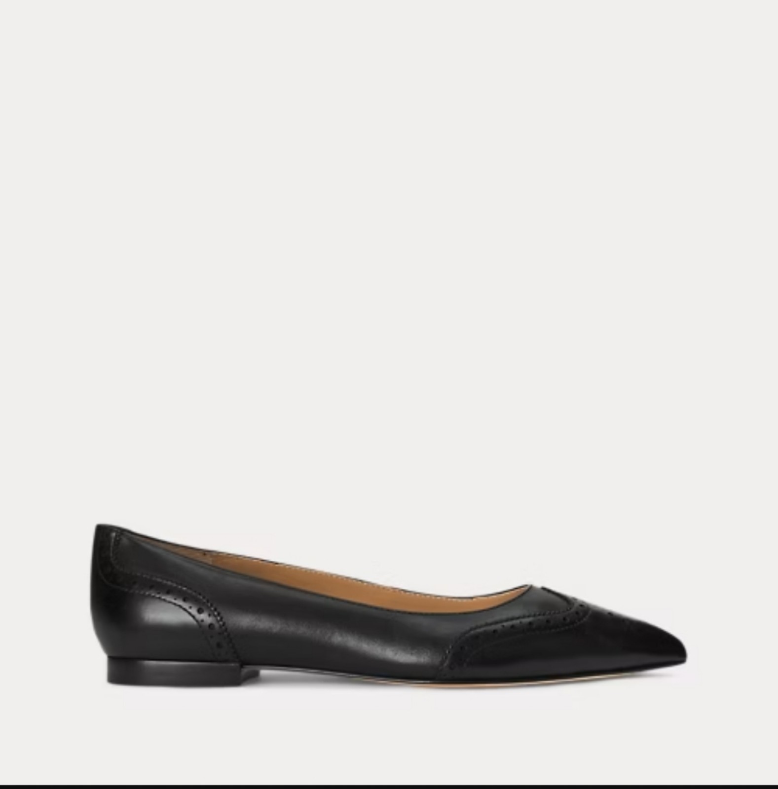 Lauren Ralph Lauren Black Loraine Burnished Leather Ballet Flat 11 B