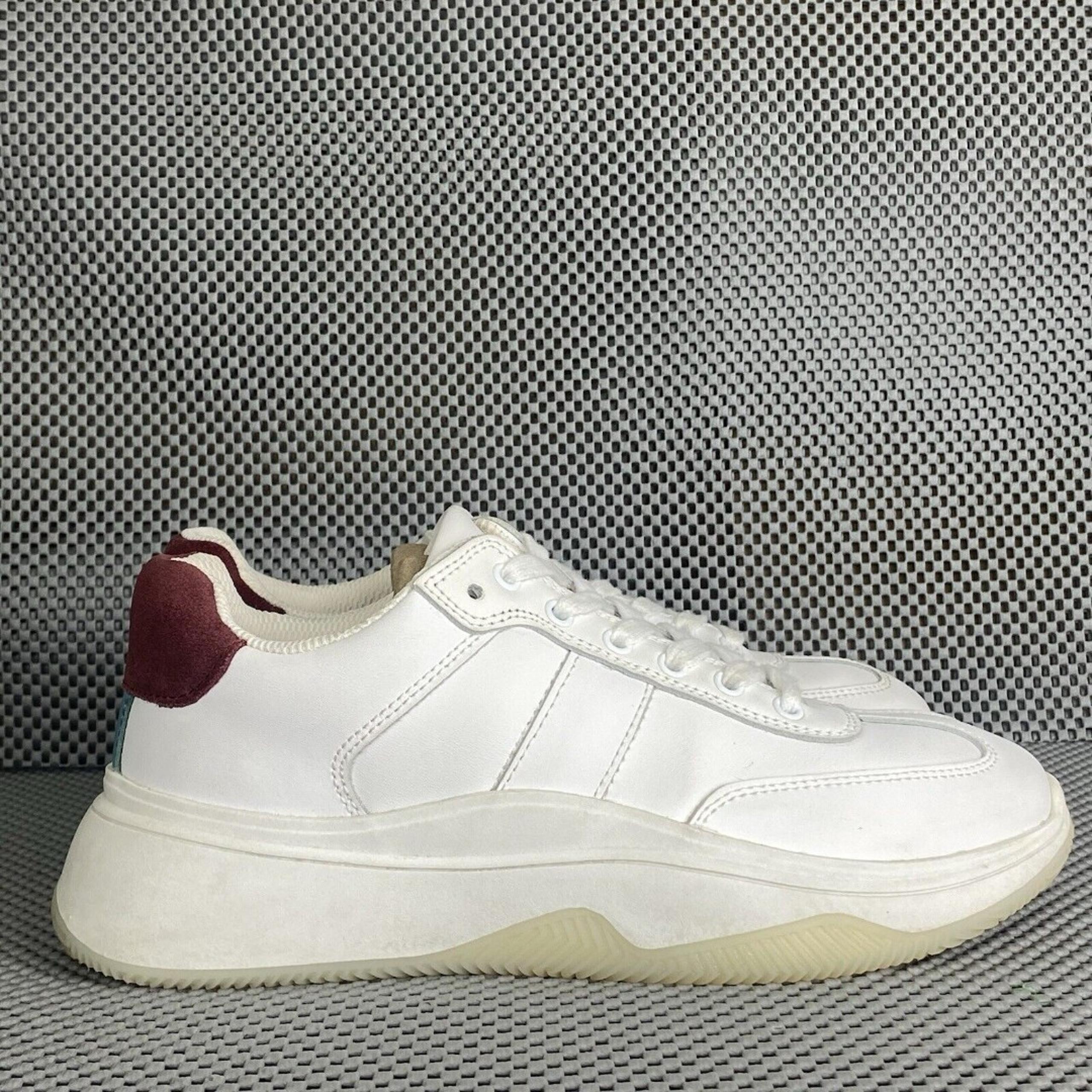 Zara Shoes Womens Size38 White Athletic Sneaker Leather Cushioned Lace Up