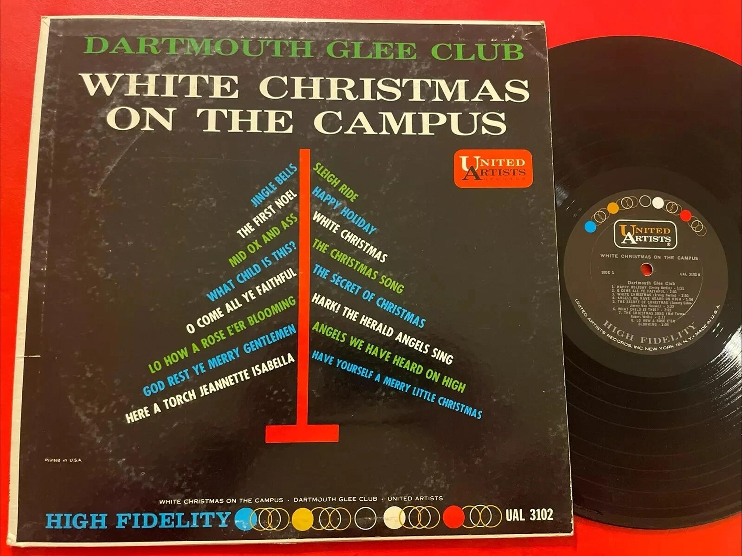 Dartmouth Glee Club White Christmas on the Campus United Artists Vinyl LP mono