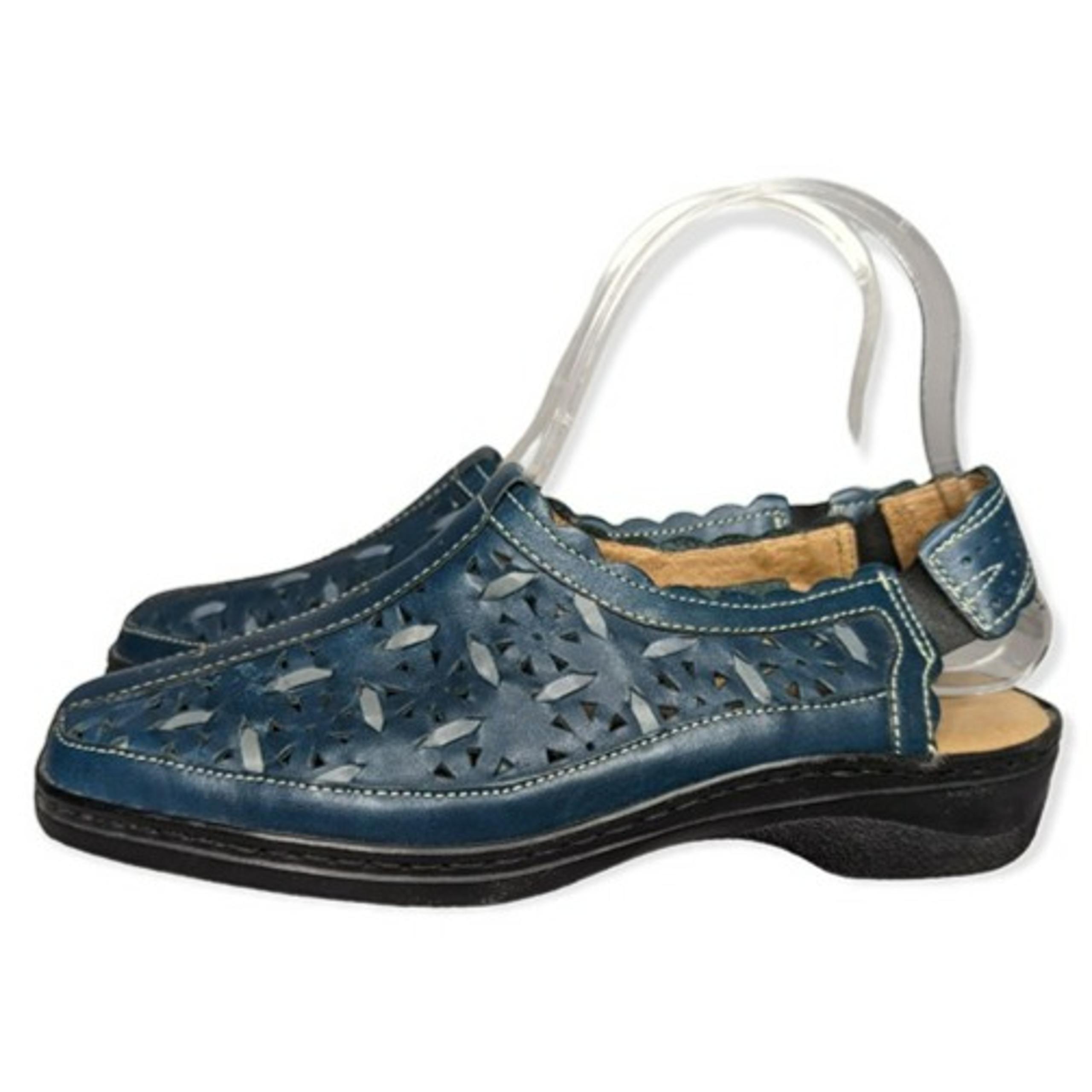 Spring Step Leather Teal Sling Back Close Toe Shoes Size 37