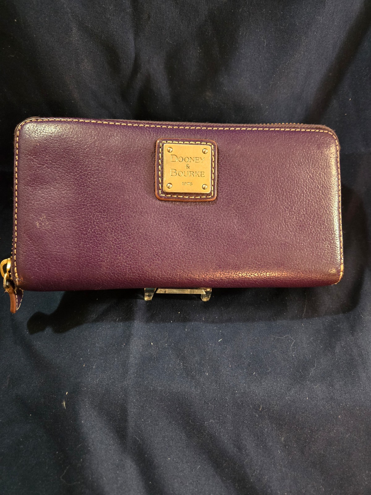 Dooney & Bourke Crossgrain Plum Full Zip Wallet