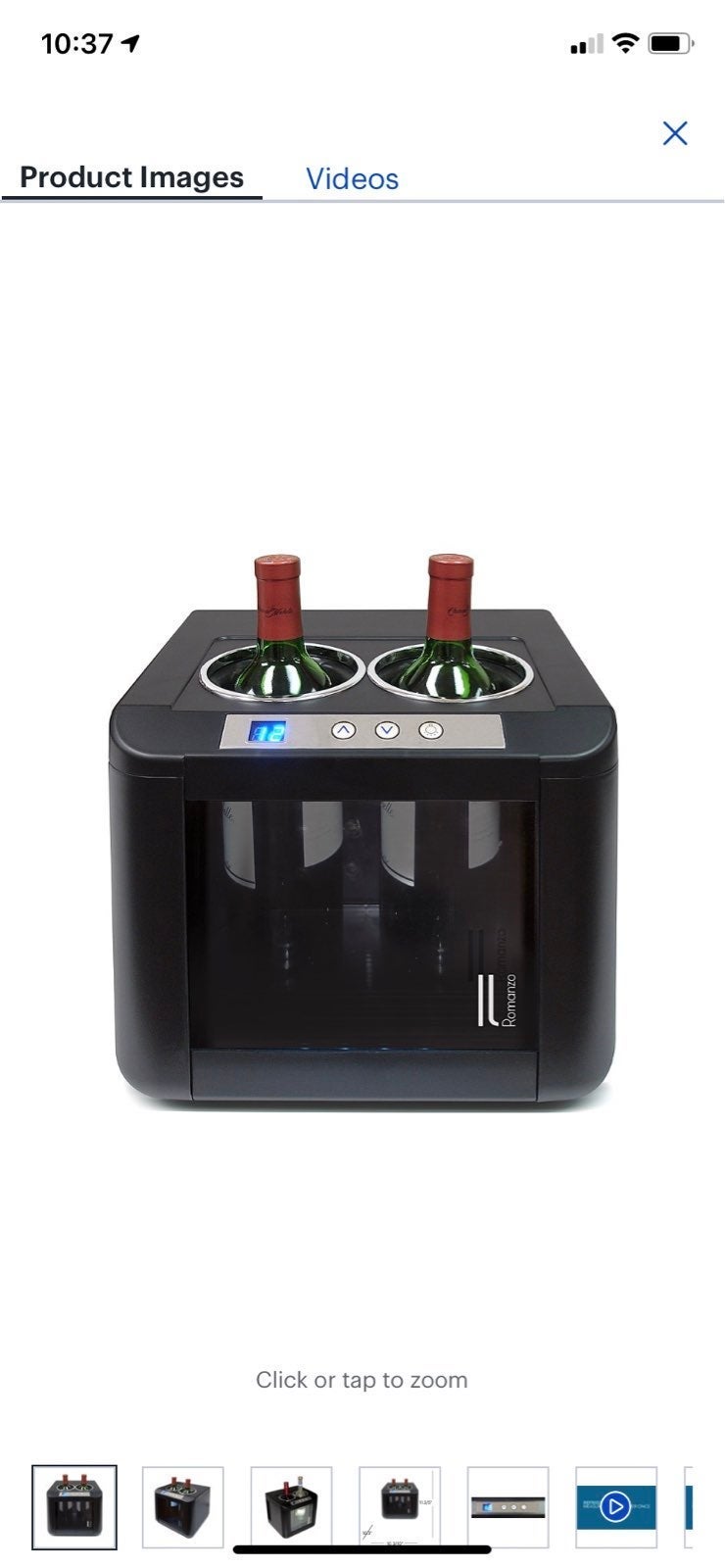 Thermoelectric open wine cooler- 2 bottle
