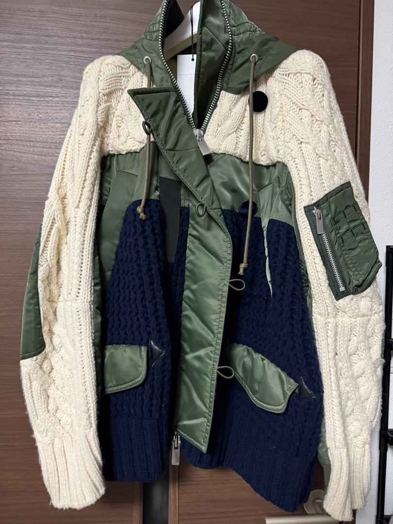 sacai CABLE KNIT x MA-1 Docking Knit Blouson