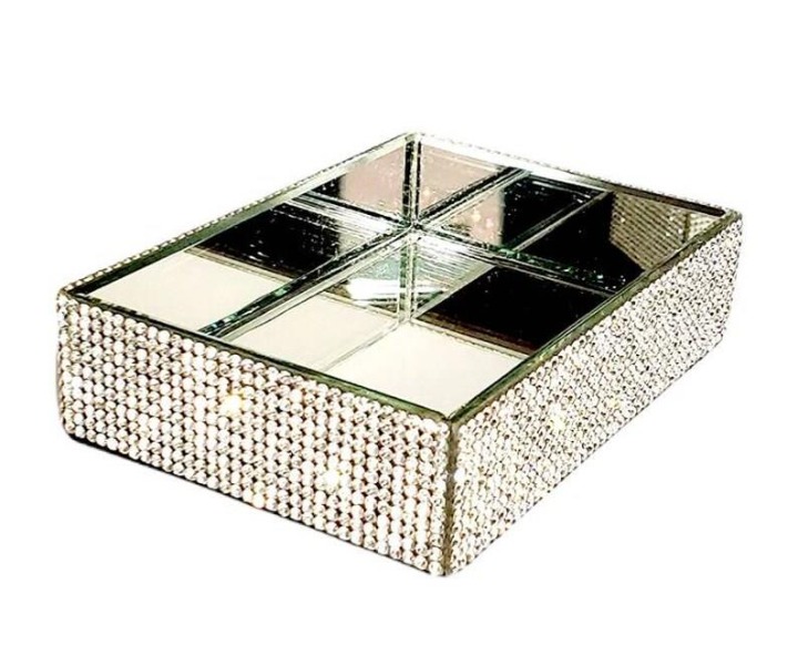 Soap Dish Jeweled All Sides with Rhinestones Bathroom Kitchen Soap Holder Dish B