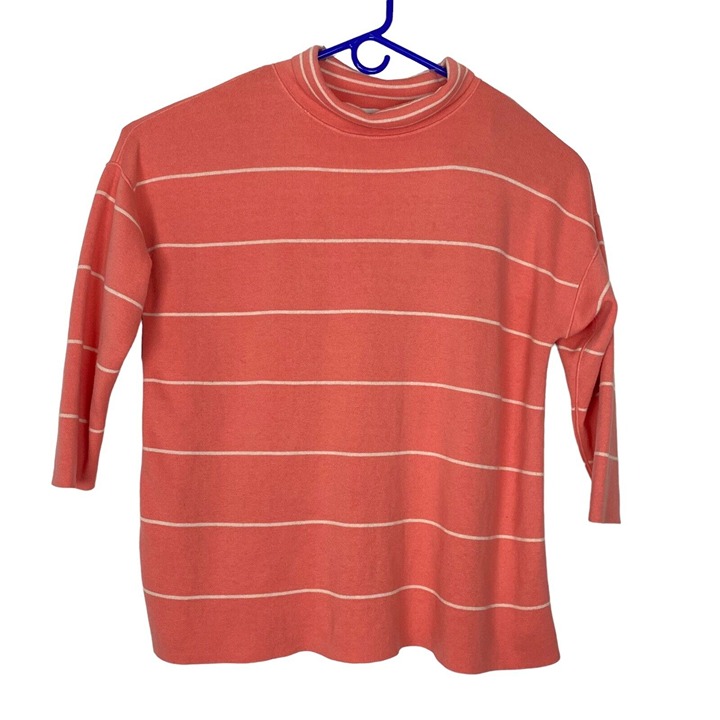 J JILL Pullover Reversible Long Sleeve Turtleneck Sweater Pink Stripe 2X 20-4