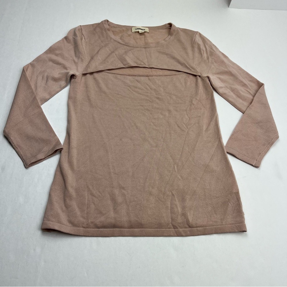 L'Agence Jocelyn 3/4 Sleeve Cutout Sweater Blush Pink Womens Size Small NWOT