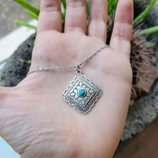 Classic Silver Dainty Turquoise Necklace