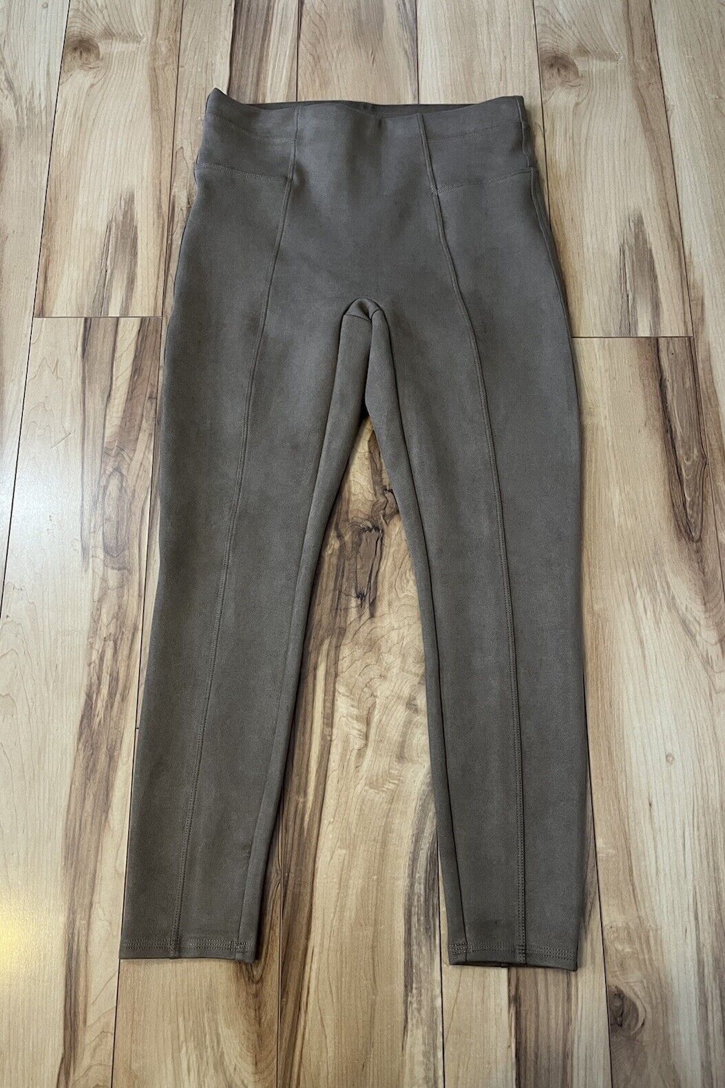 Spanx Faux Suede Pants Legging Medium Petite Camel Western Work Tight Tan
