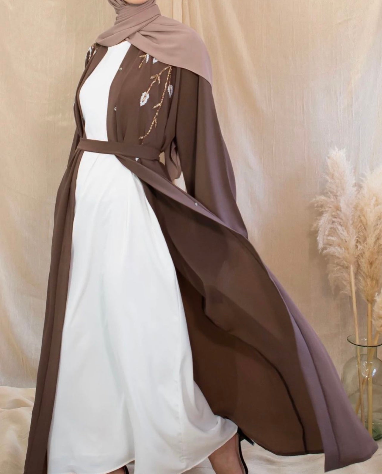 Sequin open Abaya