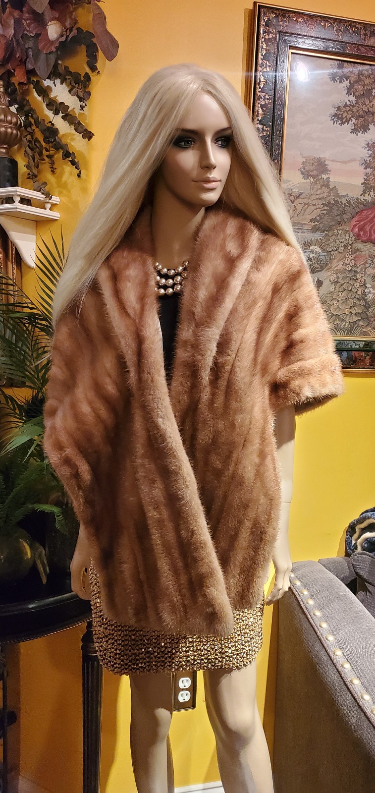 Genuine Mink Fur Shawl Cape