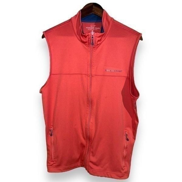Vineyard Vines Salmon Red Full Zip Performance Fleece Vest M