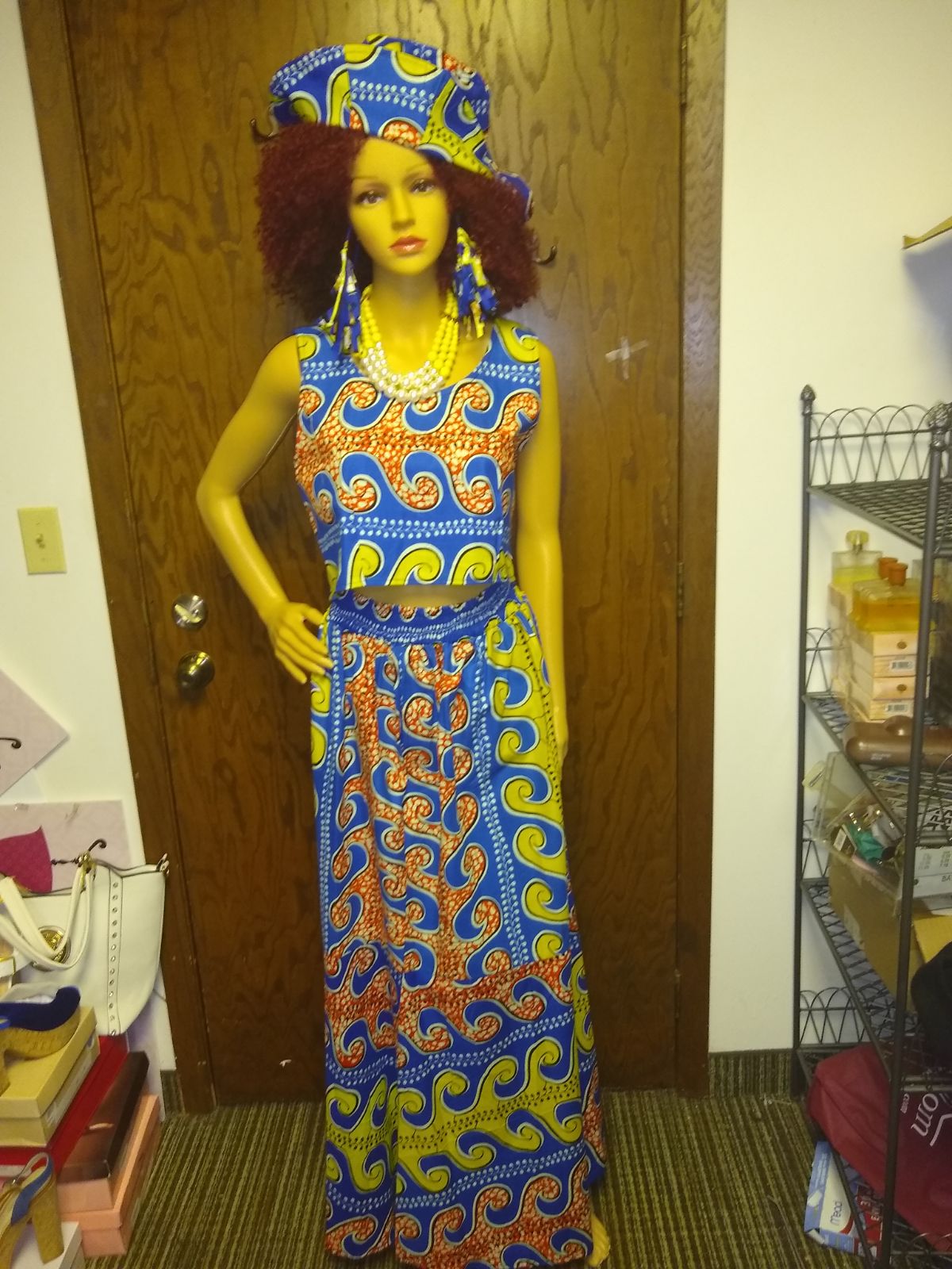 African wax print skirt suit
