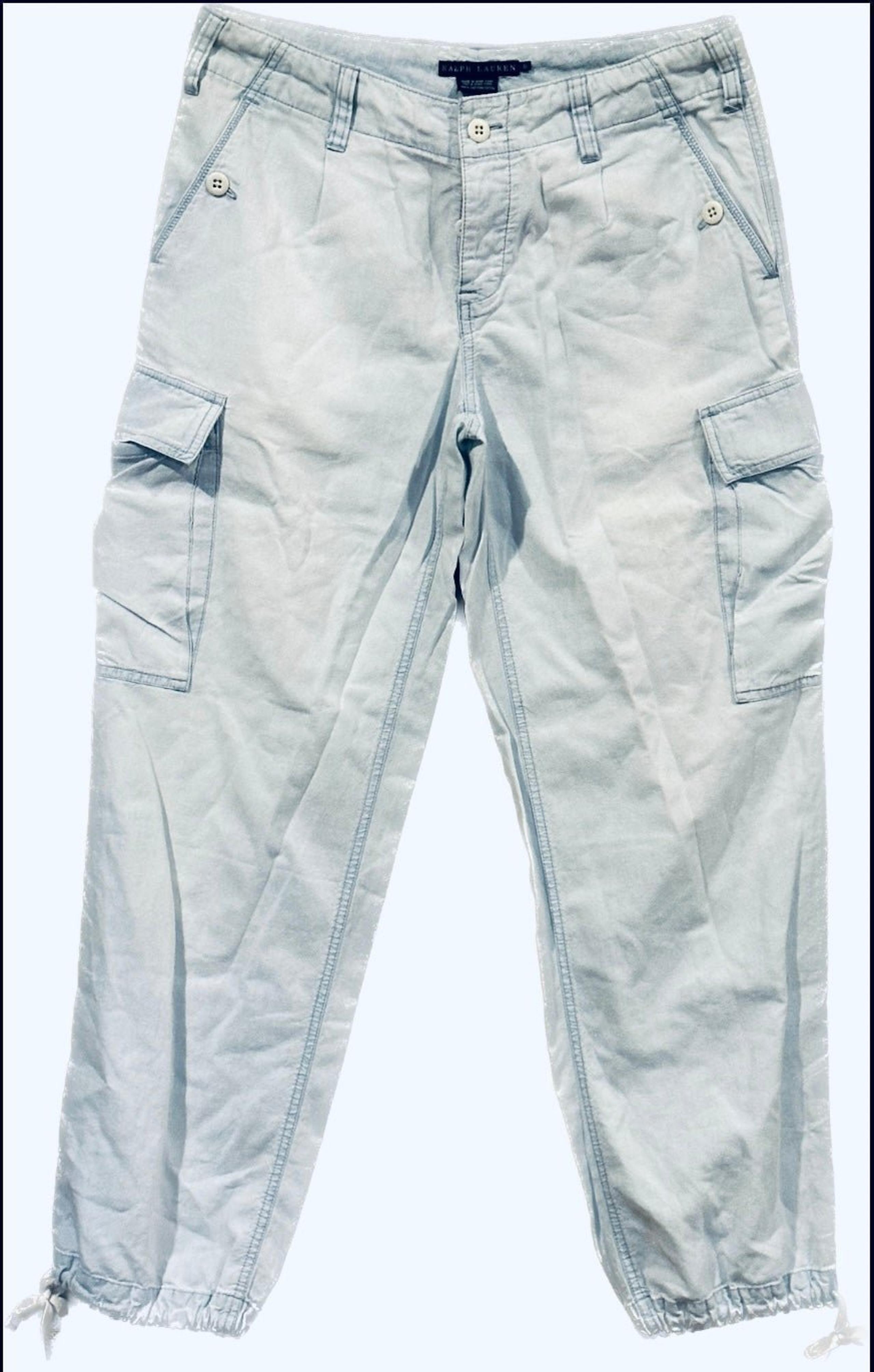 Blue Label Ralph Lauren - light faded wash blue drawstring cargo pant 6