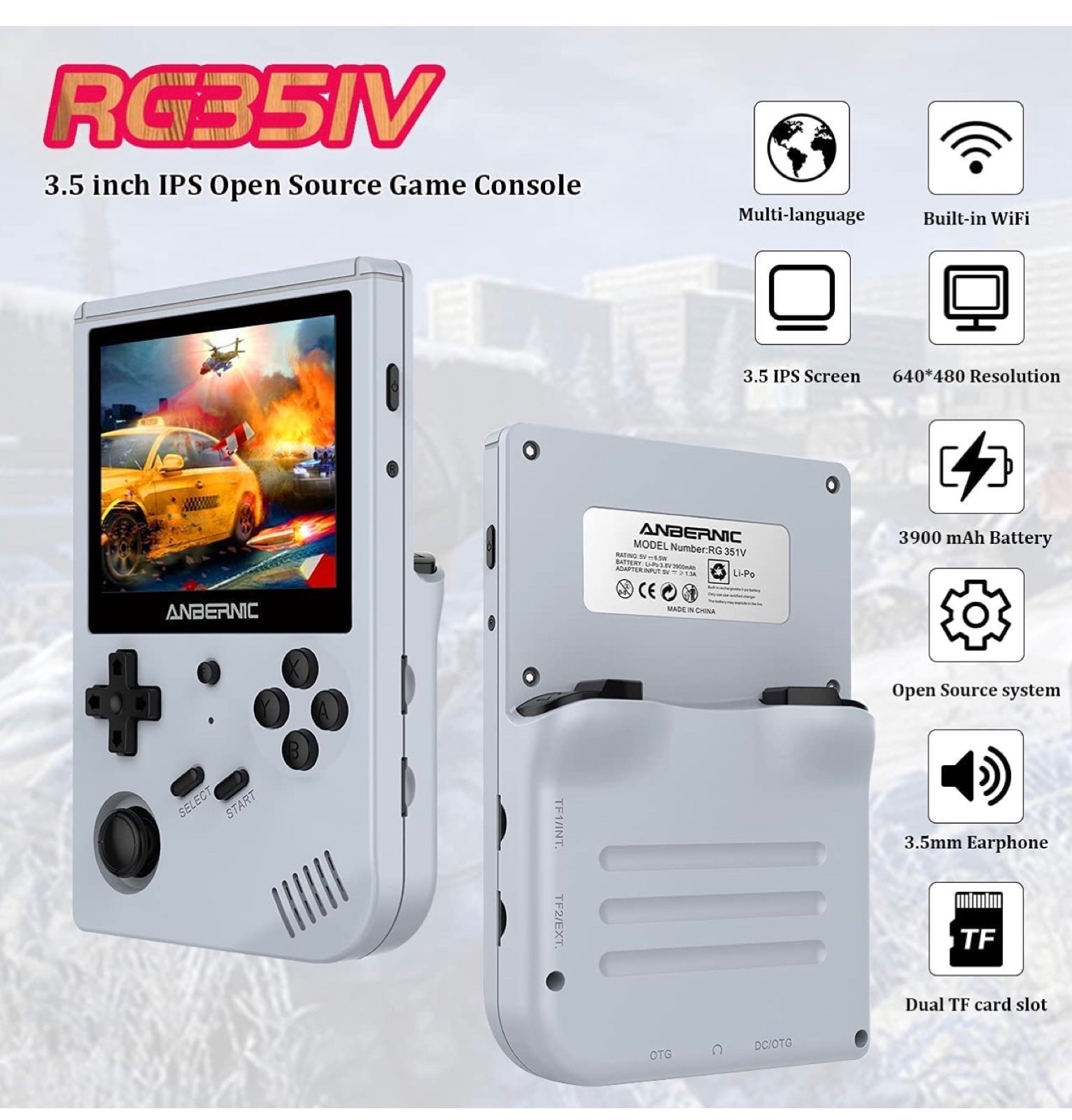 RG351V Handheld Game Console 3.5 Inch Portable hotsell Double TF 64G Card Handheld Retro