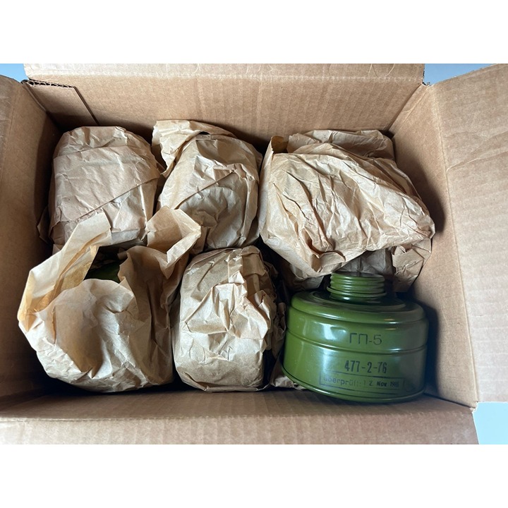 6 New Soviet Russian Gas Mask Filters GP-5 Cold War Collectibles