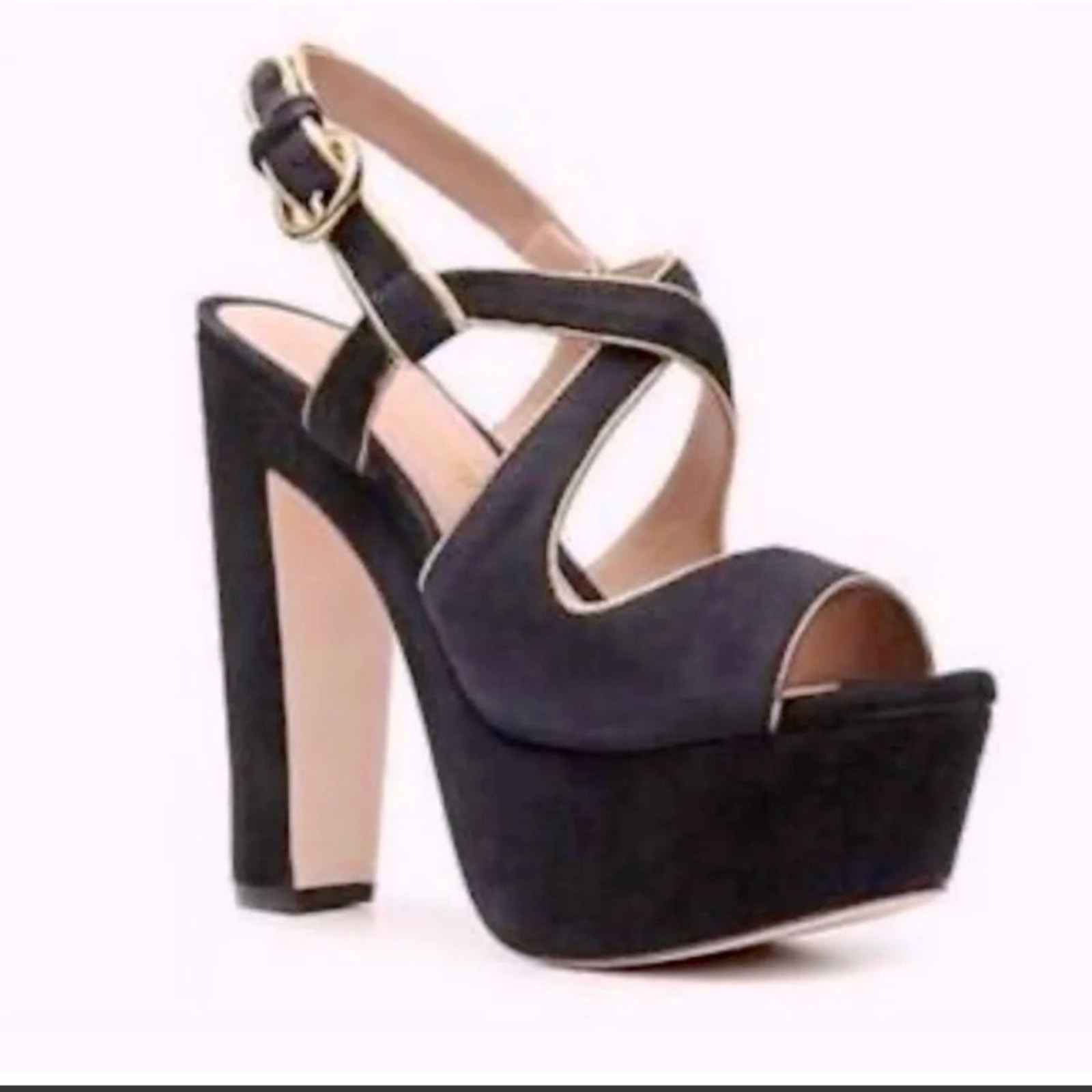 Pour La Victoire Shoes Gitta Black Suede Platform Heels holiday