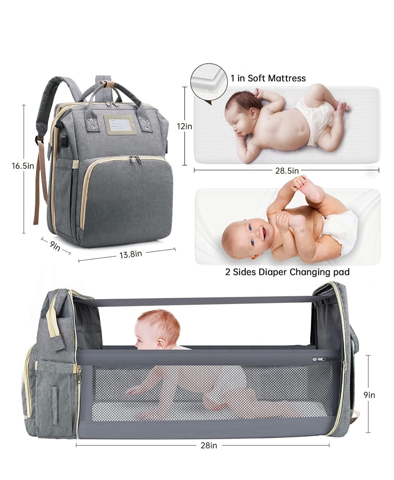 Diaper Backpack with Changing Station