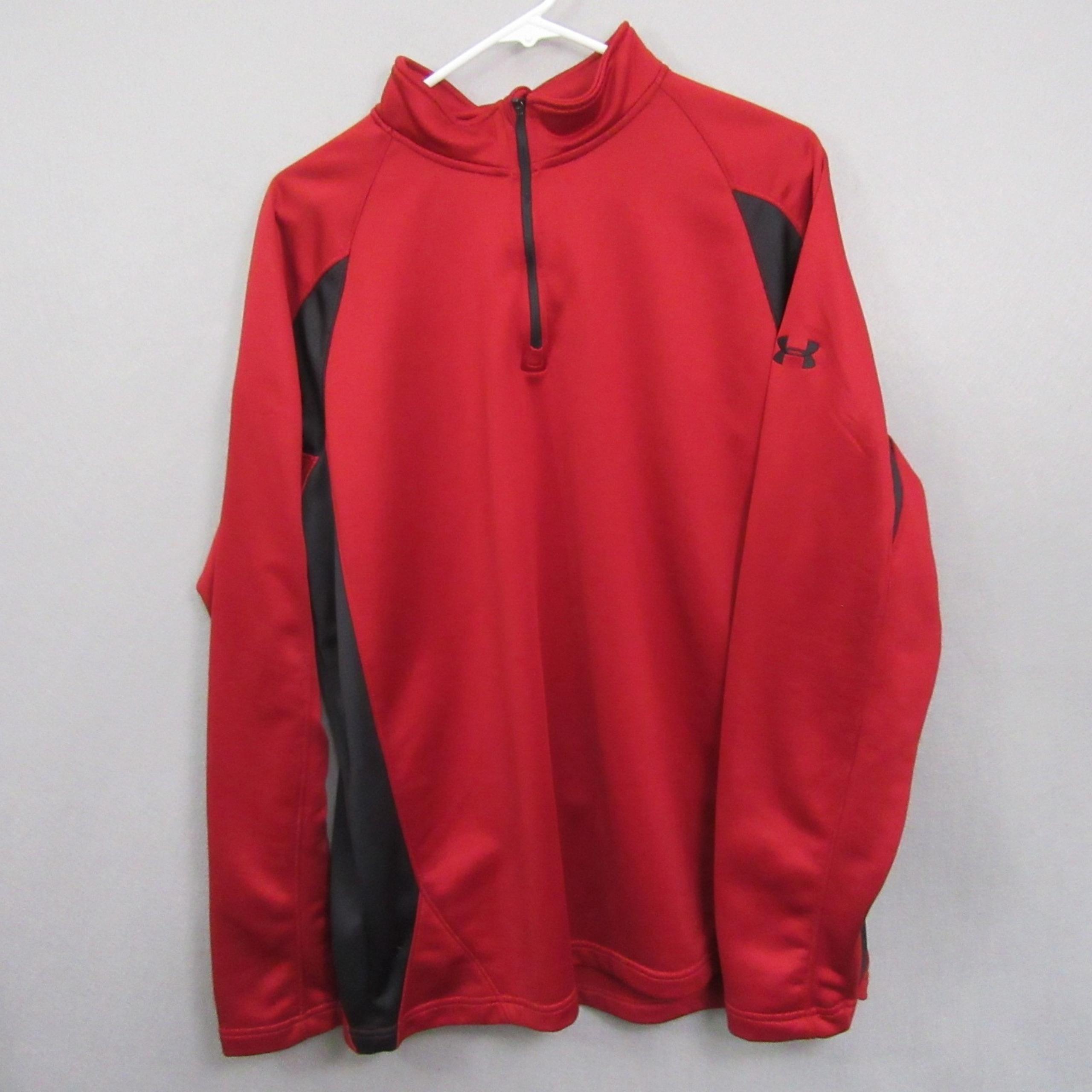 Under Armour Mens Quarter Zip Jacket L Red Coldgear Thermal Fitted Active