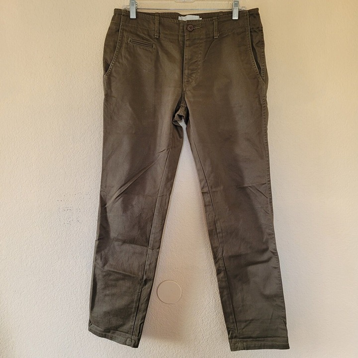 Wings & Horns Mens Archive Cotton Chino Work Green Pants Made In Japan Size 31
