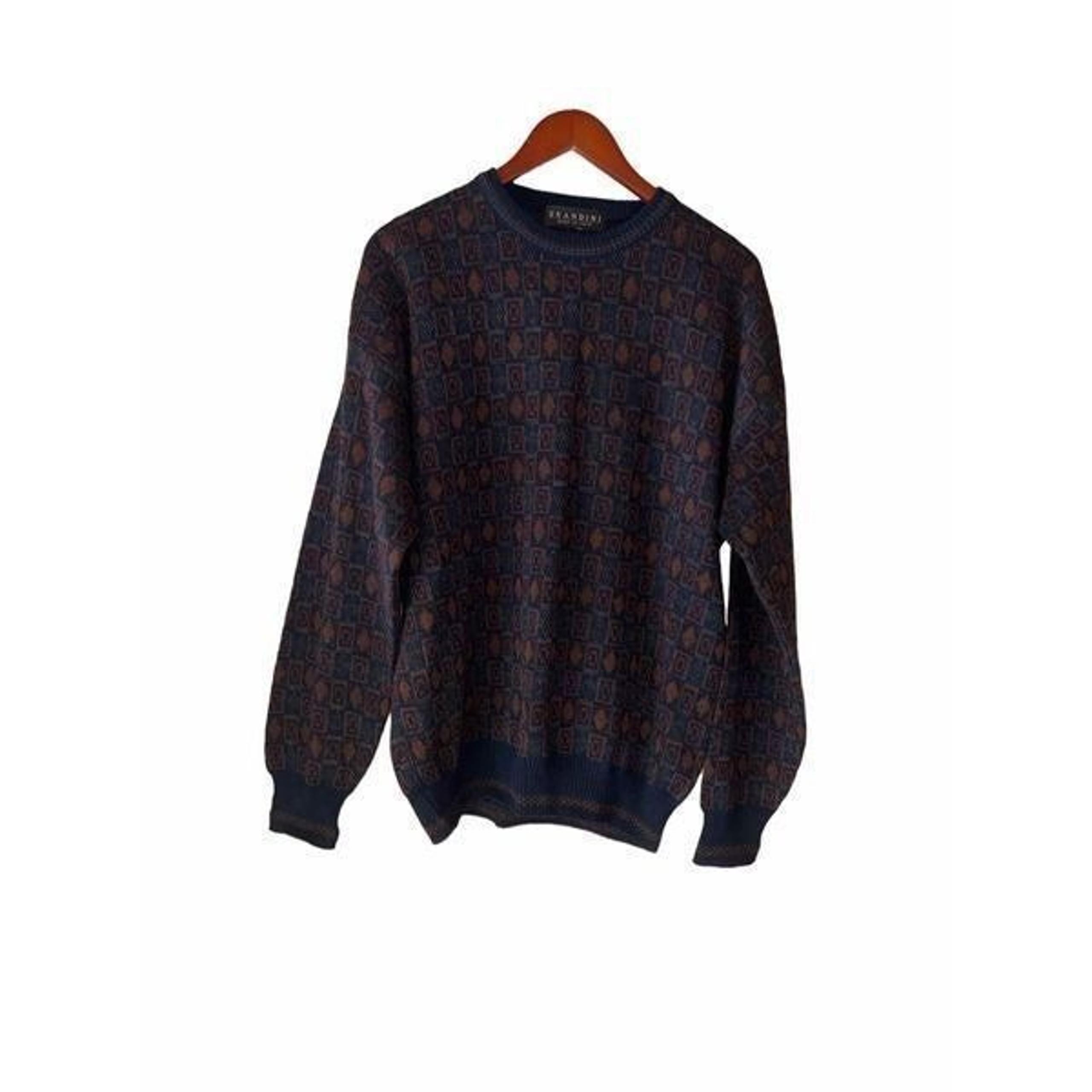 Vintage Brandini Italy mens xl wool blend blue sweater