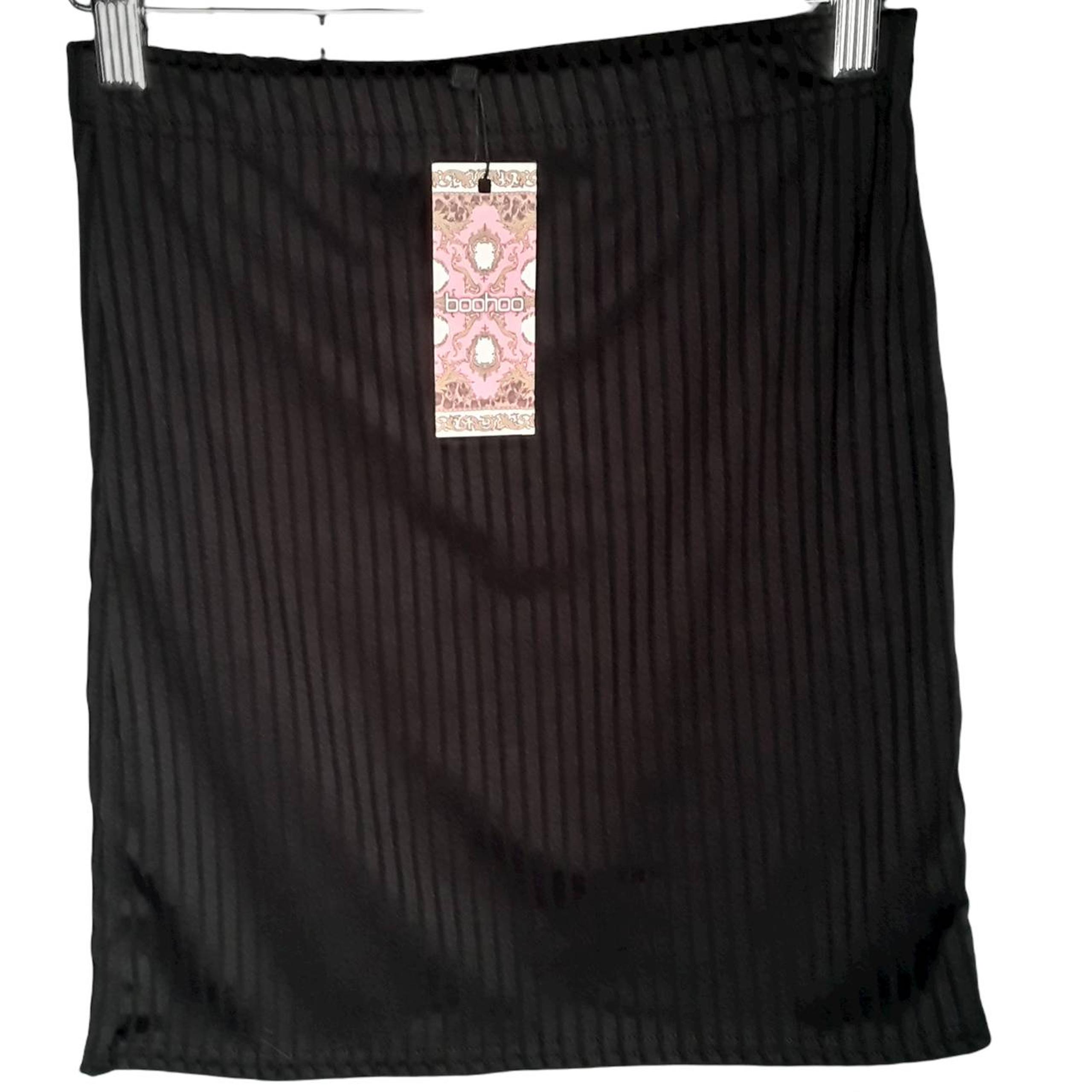 BooHoo Basic Jumbo Ribbed Mini Tube Skirt US Size 6  Black NWT (1145)