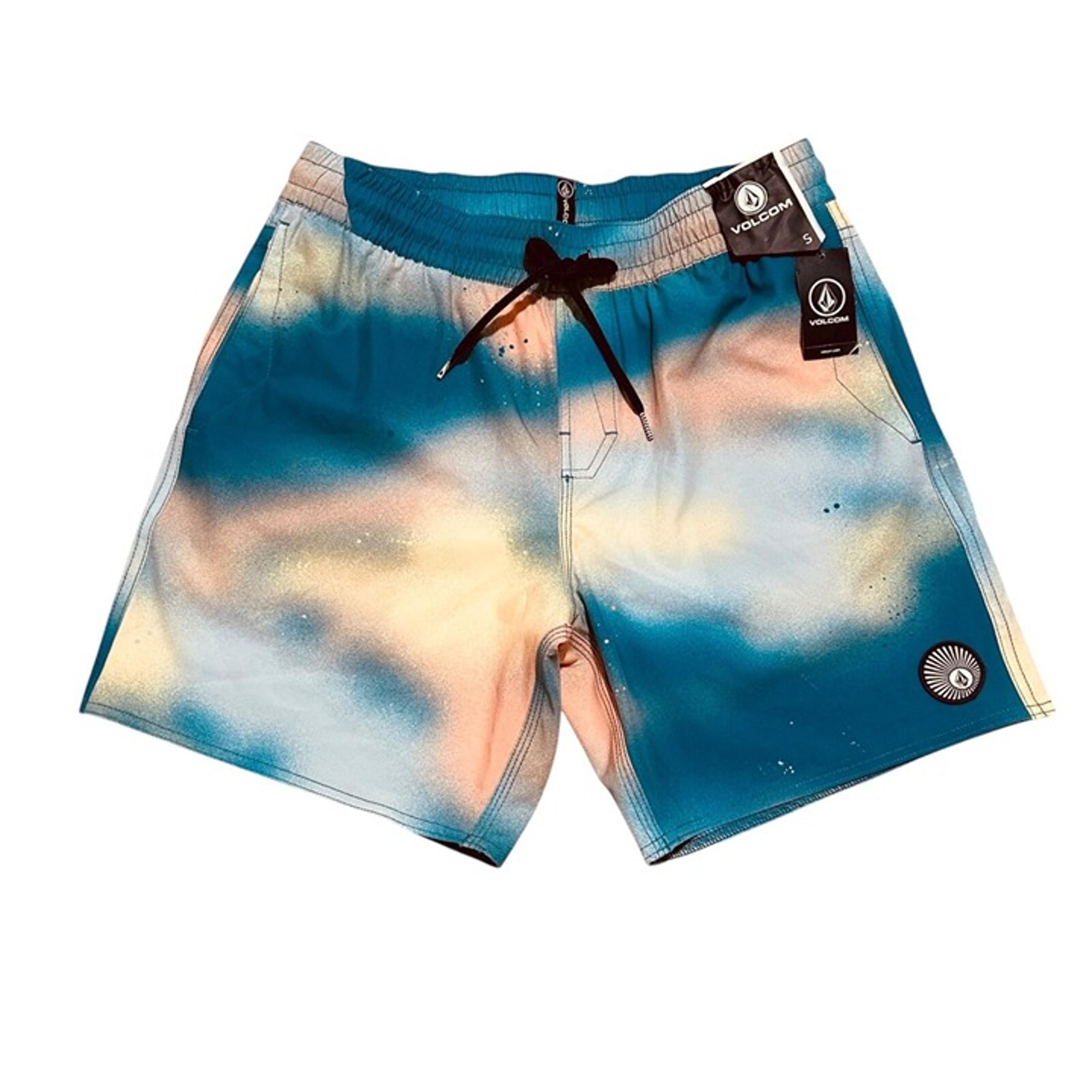 Volcom Mens Size S Baffle Trunk 17 Blue Salmon Swim Board Short NWT