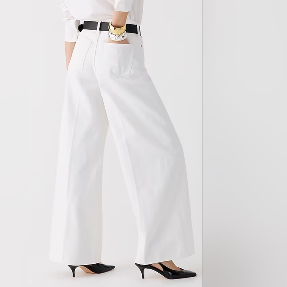 J.CREW Petite high-rise superwide-leg jean in white, 25P, NWT