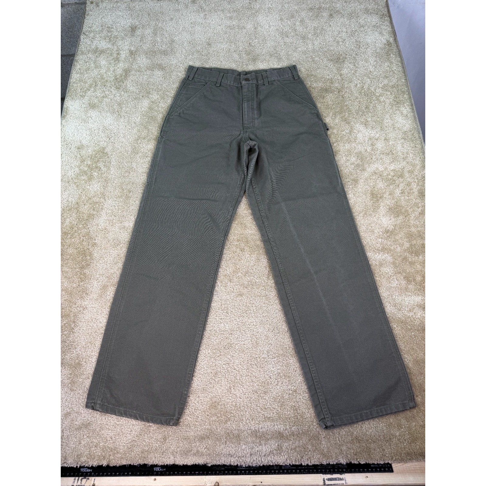 Vintage Carhartt B11 MOS Green Carpenter Dungaree Work Pants Size 33x34 B757