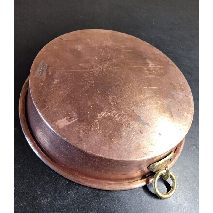 Antique Hammered Copper Baking Pan, c.1880’s, Rivited Brass Ring Tin Lined 10