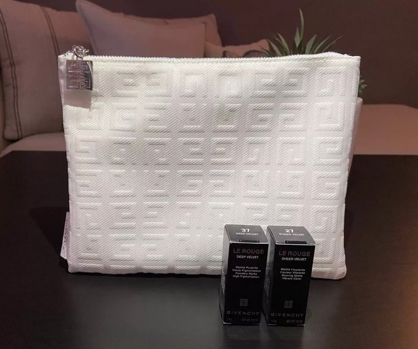 GIVENCHY Le Rouge Lipstick Set & White Pouch 3-Piece Set Color 27 & 37 NEW!