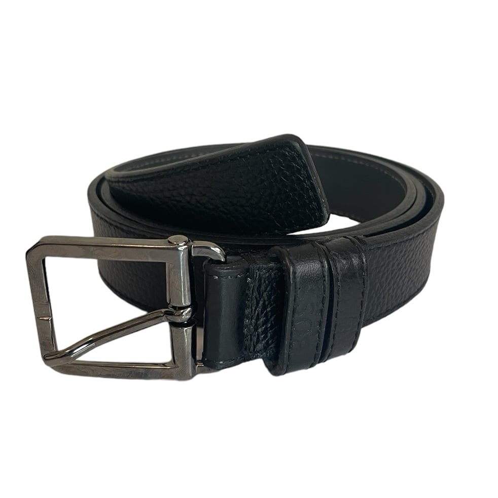 BOSS Hugo Boss Black Pebbled Leather Belt Size 38 w/ Gunmetal buckle