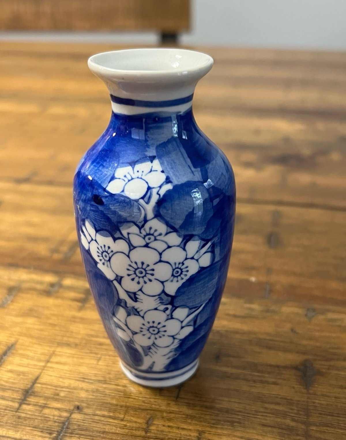 Chinese Mini Blue & White Prunus Vase