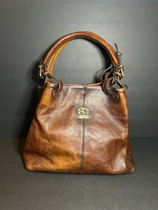 Pratesi Firenze Italian Large Brown Leather Lined Double Handle Satchel Tote Bag