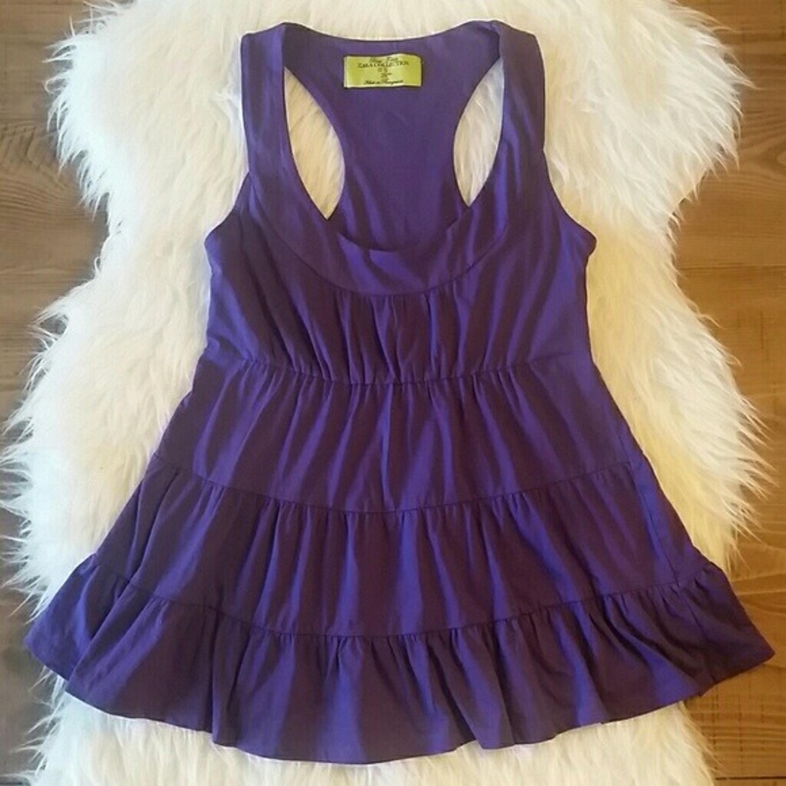 Zara Purple Tiered Racerback Tank Top S