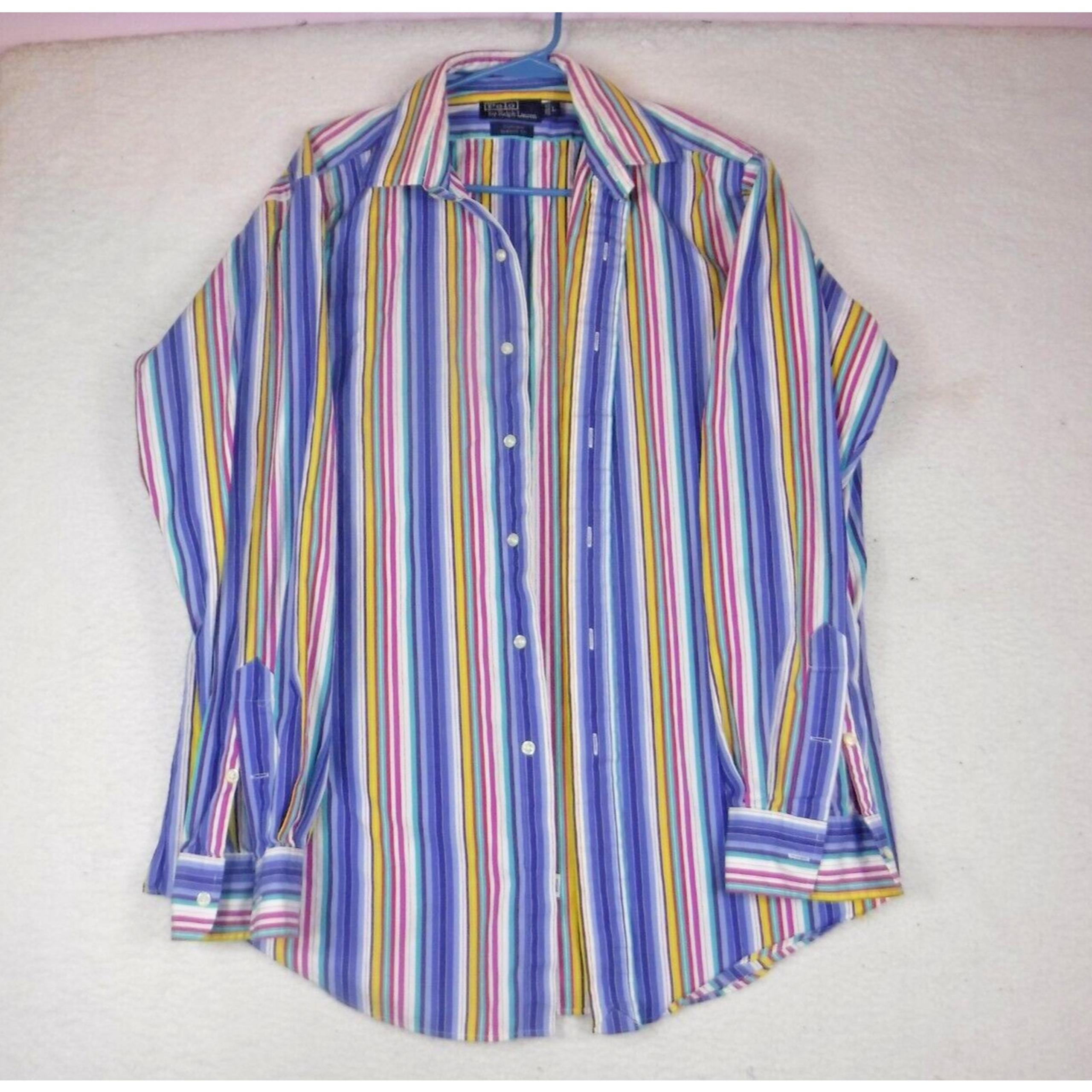 Polo Ralph Lauren Shirt Vertical Striped Curham Button Up Classic Fit Men Large
