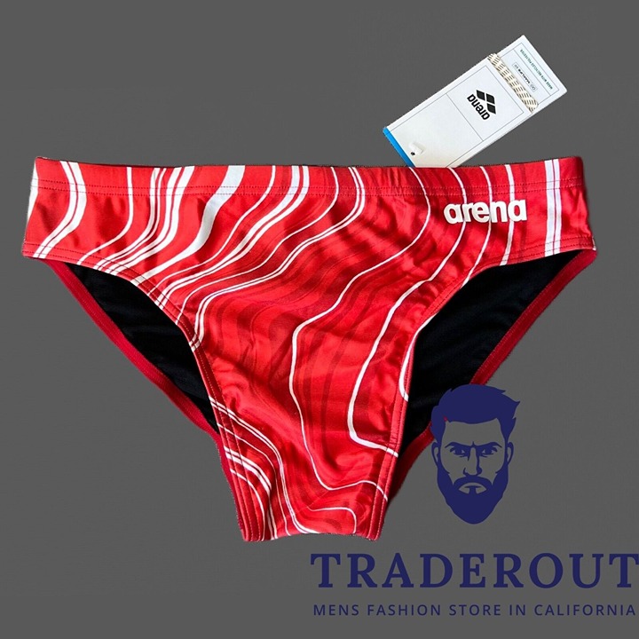 Arena men red Marbled Swim Brief bikini swimwear swimsuit