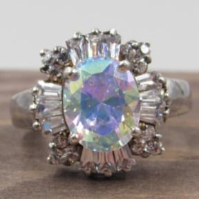 Size 6 Sterling Faux Stone & CZ Ring