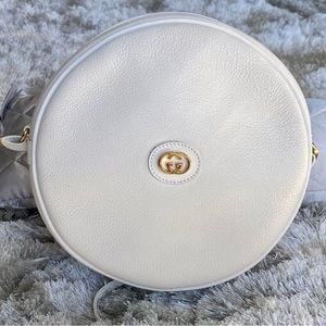 Gucci Vintage Round White Leather Crossbody