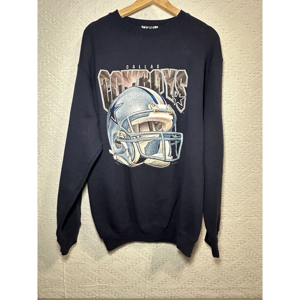 Vintage 1997 Dallas Cowboys Sweatshirt Lee Sport Skyline Nutmeg XL Blue Silver