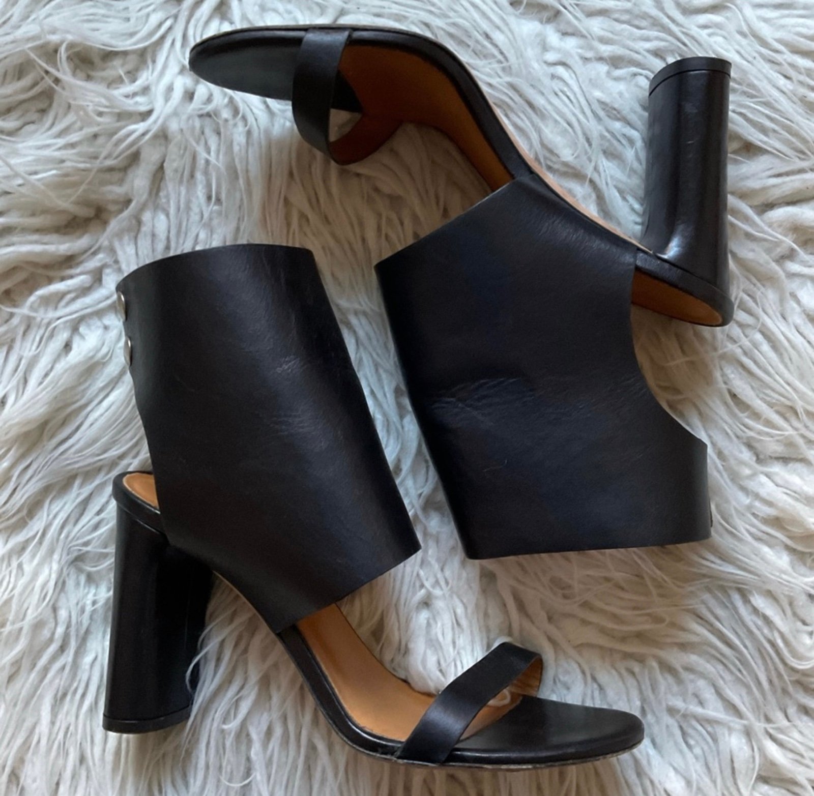 IRO Suthy Black Leather Ankle Cuff Open Toe Heeled Sandals EUC Size 39