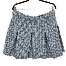 Miss Selfridge skirt boucle kilt plaid pleated mini soft girl academia blue 12