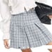 Miss Selfridge skirt boucle kilt plaid pleated mini soft girl academia blue 12