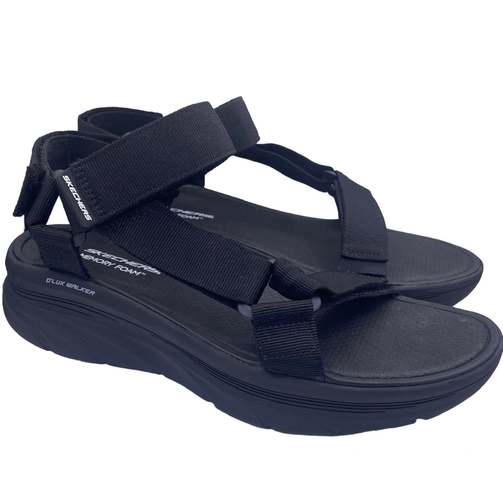 SKECHERS mens sport d’lux walker black sandals Size 12