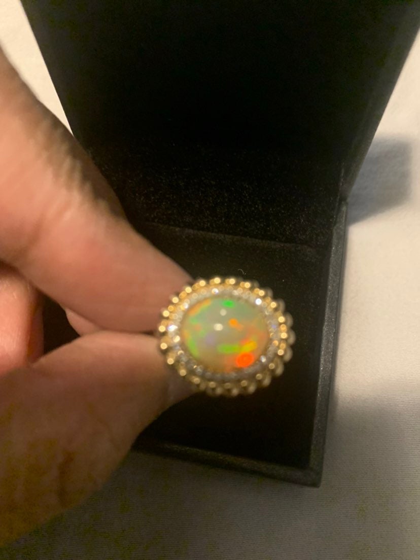 14k gold natural opal ring