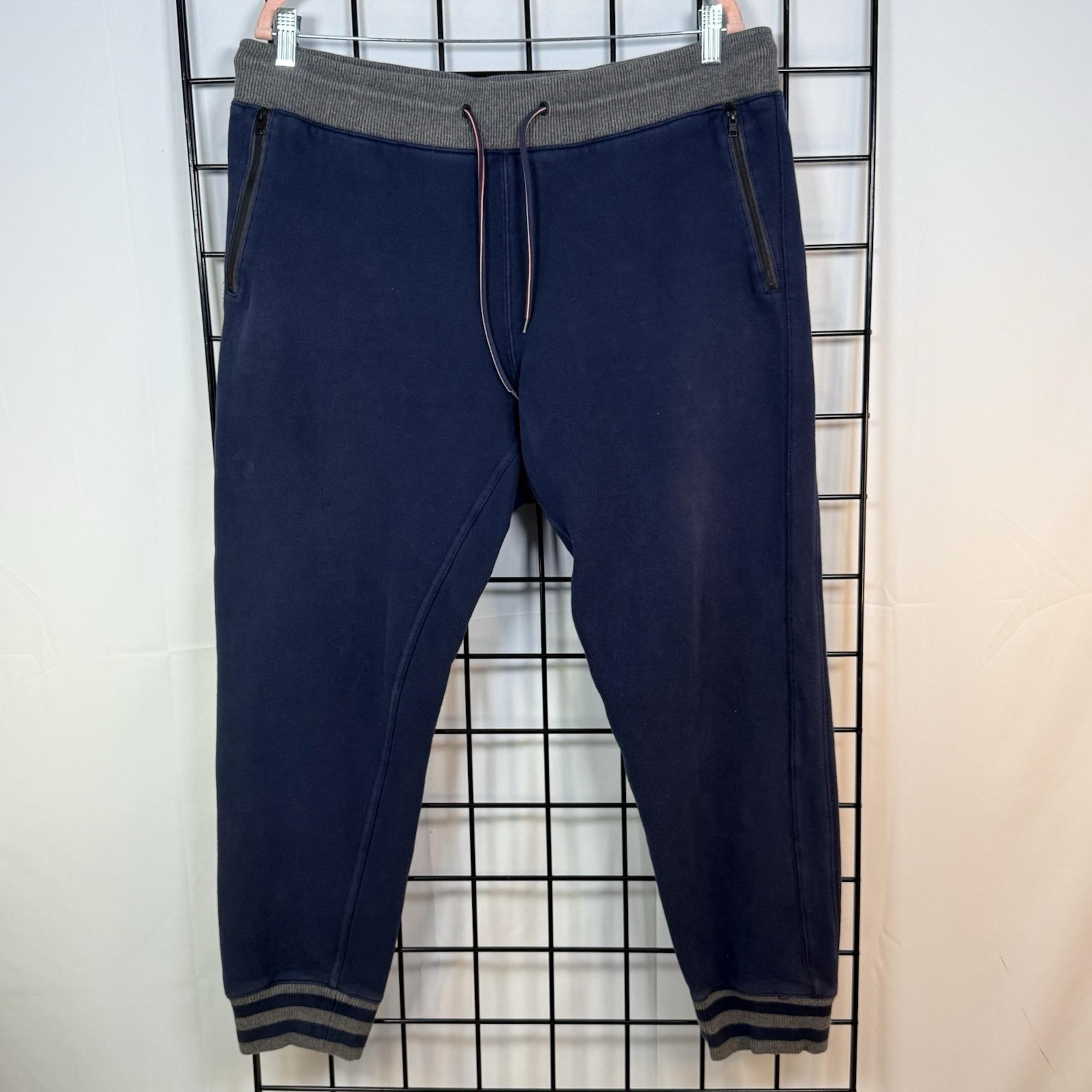 Tommy Hilfiger Sport Jogger Sweatpants Mens L Blue Zipper Pockets Loungewear
