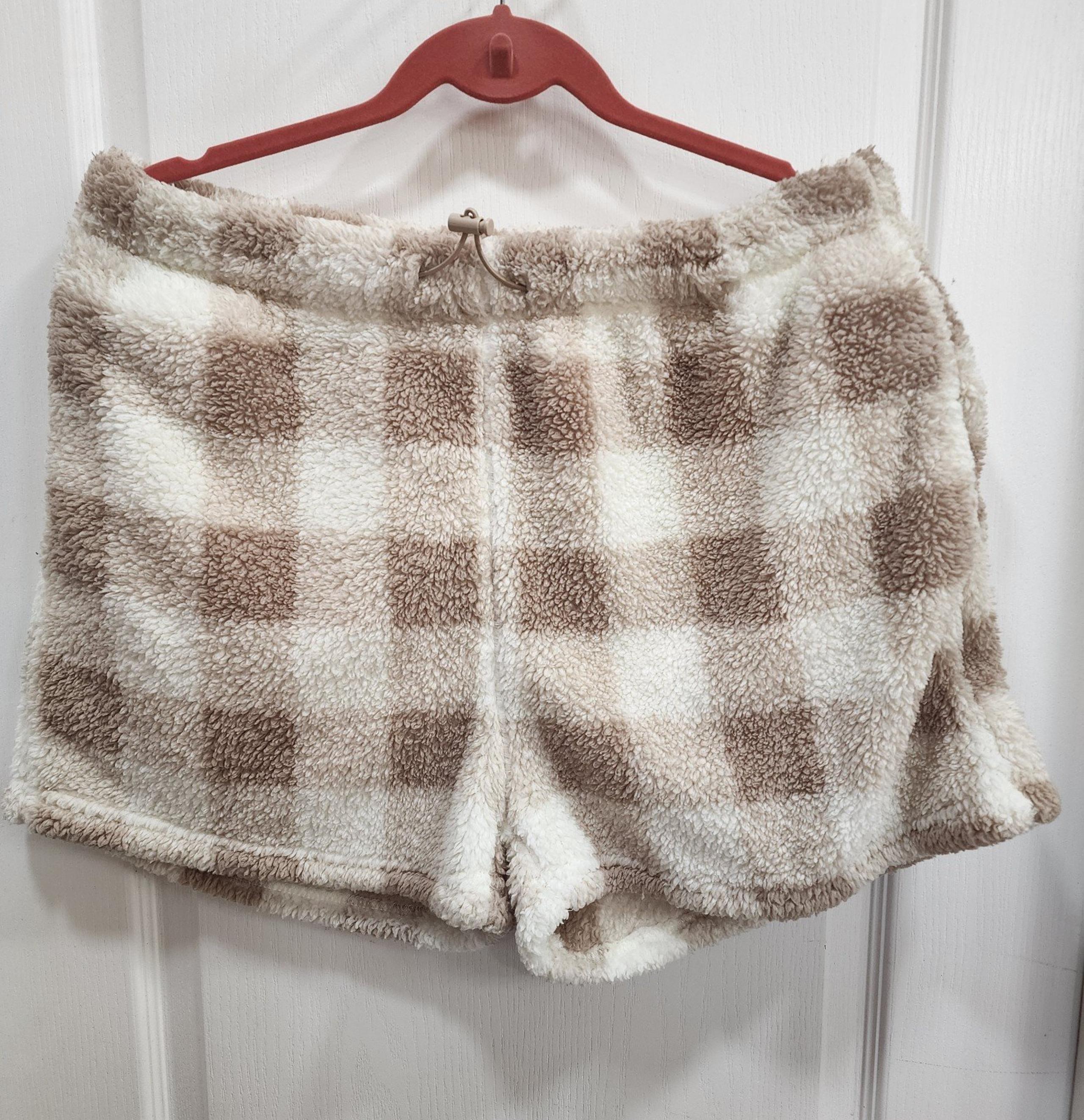 Womens Sherpa Shorts Sweatpants Drawstring Waistband Soft Comfy Casual XL Fluffy