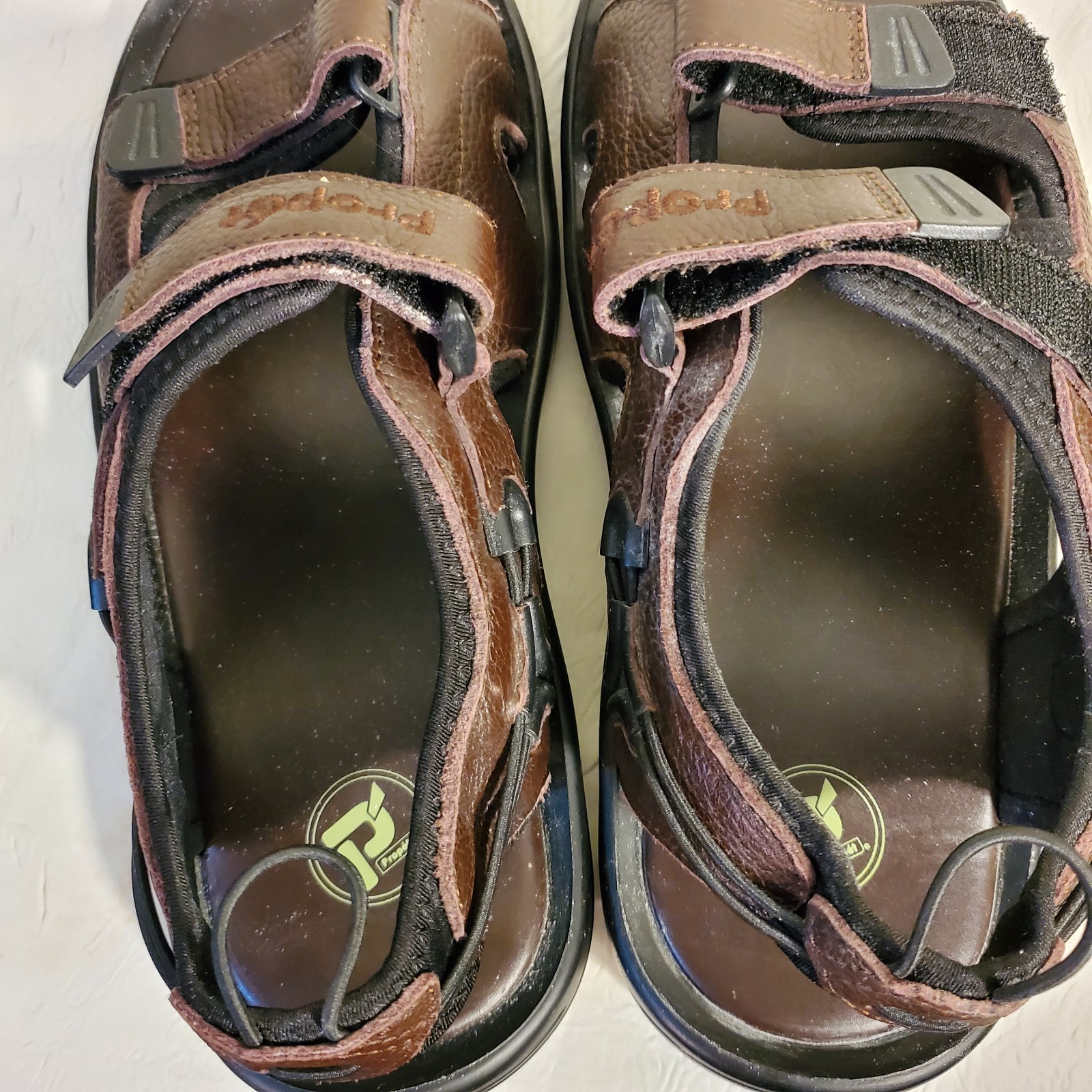 NWOB Propet Surf Walker II Men's Leather Sandals 12 EEE Brown Hook & Loop